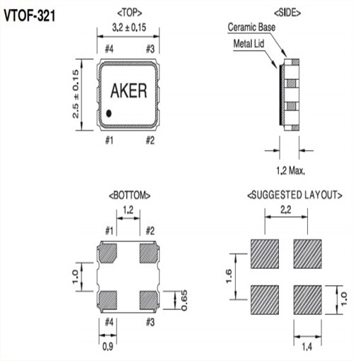 AKER安基晶振,VTOF-321压控温补晶振,车载晶振