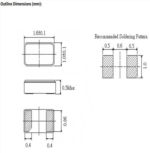 FCD-Tech两脚贴片晶振,F1610‐20‐12.5,工业设备6G晶振