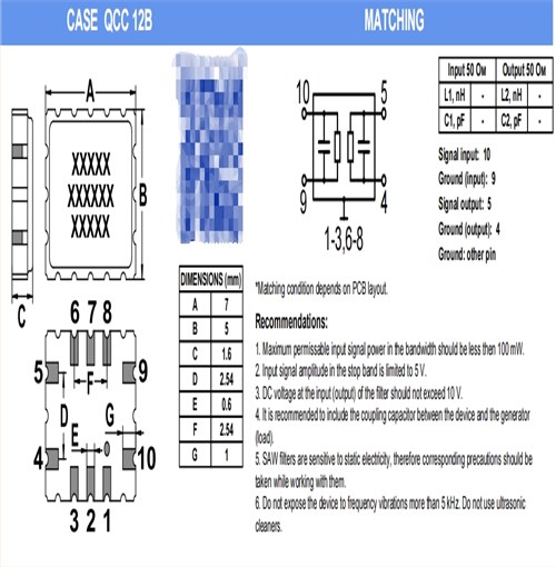 A072声表面滤波器,A072-164M1,安克仪器设备晶振,164MHZ,7050mm